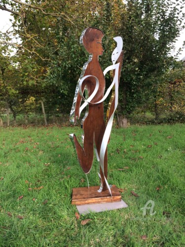 Skulptur mit dem Titel "Danseur et sa compl…" von Étienne Dupé, Original-Kunstwerk, Metalle