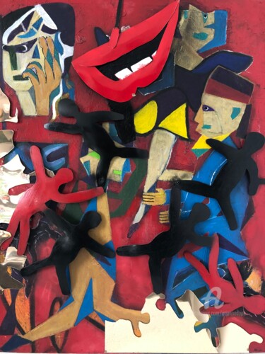 Картина под названием "Composition I" - Étienne Dupé, Подлинное произведение искусства, Масло Установлен на Деревянная рама…