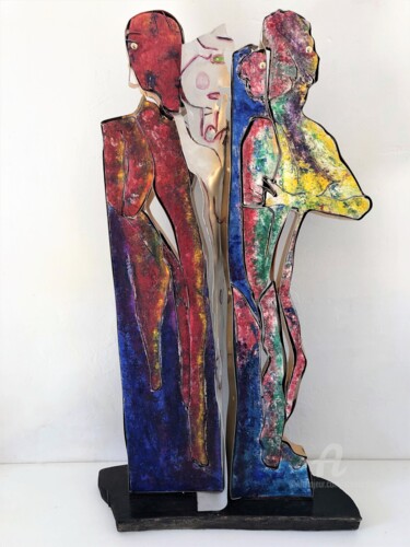 Sculpture titled "jeune homme empriso…" by Étienne Dupé, Original Artwork, Metals