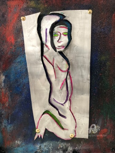 Peinture intitulée "A genoux" par Étienne Dupé, Œuvre d'art originale, Pigments