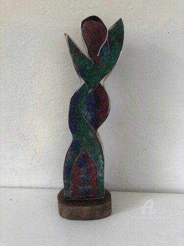 Skulptur mit dem Titel "Femme fleur" von Étienne Dupé, Original-Kunstwerk, Holz