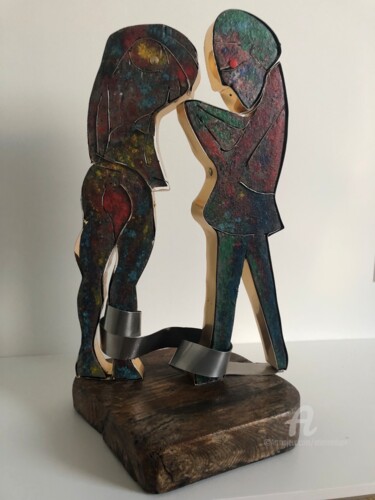 Скульптура под названием "Les grosses têtes" - Étienne Dupé, Подлинное произведение искусства, Металлы
