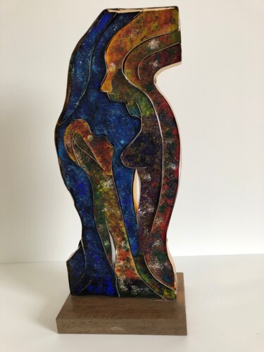 Sculpture intitulée "Mère à l'enfant" par Étienne Dupé, Œuvre d'art originale, Aluminium