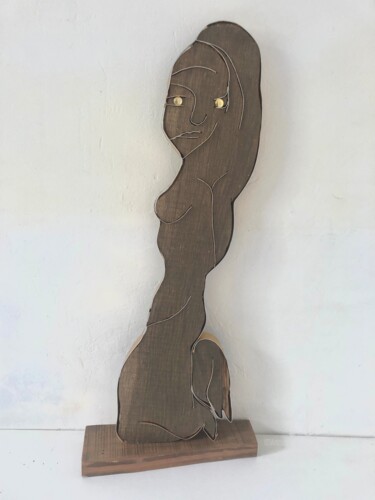 Skulptur mit dem Titel "Femme à genoux" von Étienne Dupé, Original-Kunstwerk, Aluminium