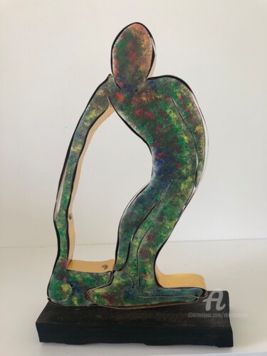 Sculpture titled "main dans main" by Étienne Dupé, Original Artwork, Wood