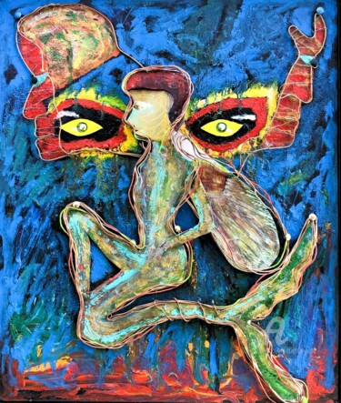 Painting titled "homme poison" by Étienne Dupé, Original Artwork, Acrylic