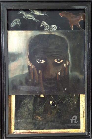 Painting titled "Afrique en 3D" by Étienne Dupé, Original Artwork, Oil Mounted on artwork_cat.