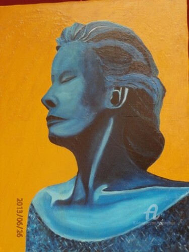 Peinture intitulée "Femme bleu" par Étienne Dupé, Œuvre d'art originale, Huile