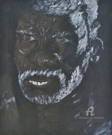 Peinture intitulée "vieil africain" par Étienne Dupé, Œuvre d'art originale, Huile
