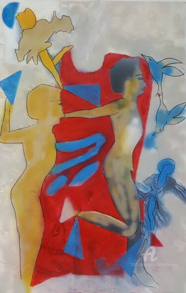 Painting titled "mouvement III" by Étienne Dupé, Original Artwork, Acrylic