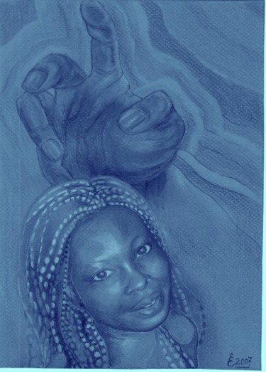 Peinture intitulée "Baby Blue Tam tam 5" par Êtin, Œuvre d'art originale