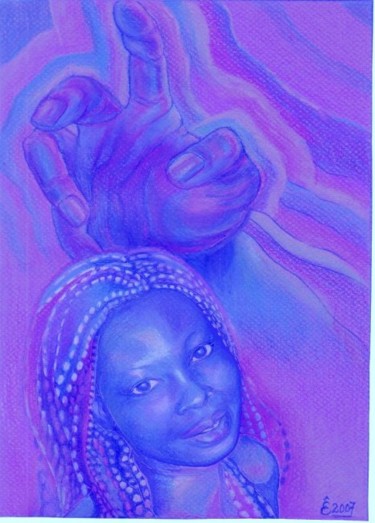 Peinture intitulée "Baby Blue Tam tam 7" par Êtin, Œuvre d'art originale