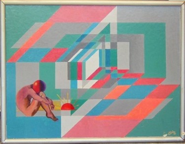 Peinture intitulée "jeu optique : perso…" par Êtin, Œuvre d'art originale, Huile