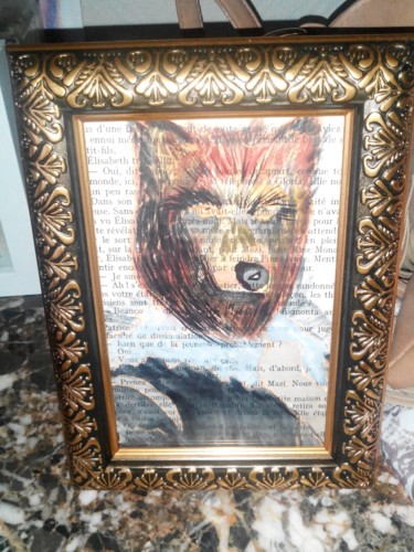 Painting titled "Le loup baroque" by Angel Art, Original Artwork, Watercolor
