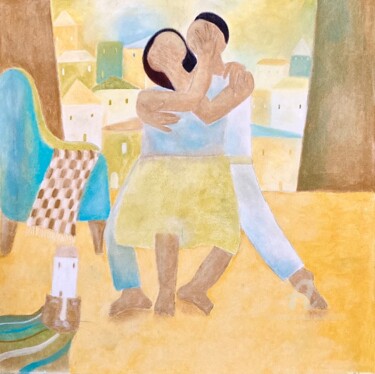 Pintura titulada "Petits Amoureux Rêv…" por Etolessence, Obra de arte original, Pastel Montado en Bastidor de camilla de mad…