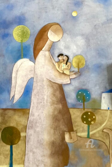 Peinture intitulée "Petits Amoureux au…" par Etolessence, Œuvre d'art originale, Pastel