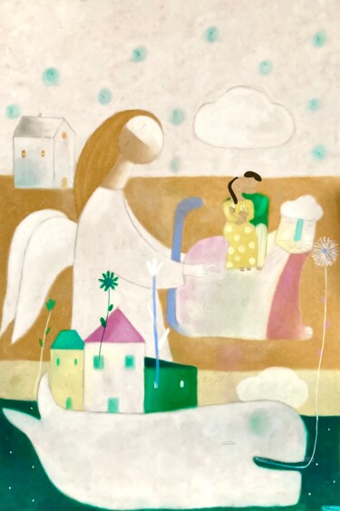 Schilderij getiteld "Petits Amoureux à l…" door Etolessence, Origineel Kunstwerk, Pastel