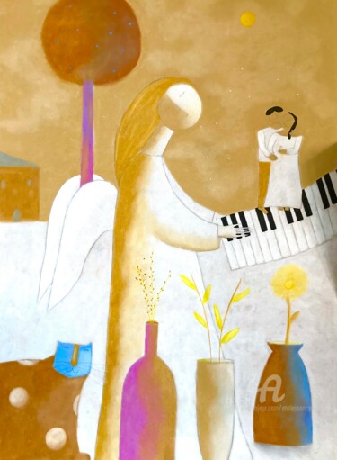 Pittura intitolato "Petits Amoureux à l…" da Etolessence, Opera d'arte originale, Pastello