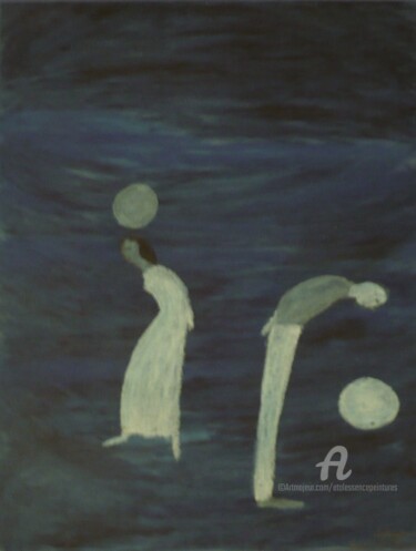 Painting titled "Les Pensées bleues" by Etolessence, Original Artwork, Pastel