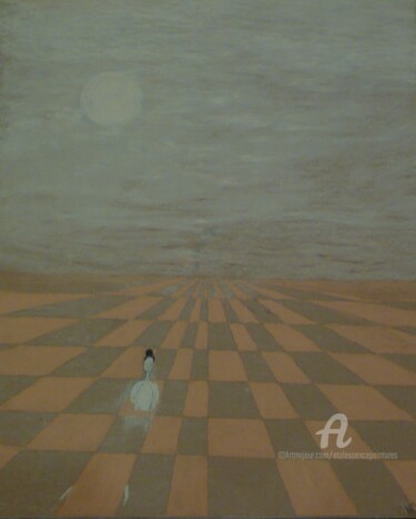 Peinture intitulée "Poésie aux damiers…" par Etolessence, Œuvre d'art originale, Pastel