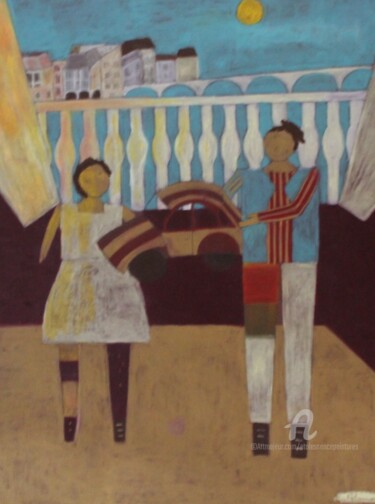Peinture intitulée "Marionnettes amoure…" par Etolessence, Œuvre d'art originale, Autre