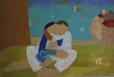 Peinture intitulée "Prenons le bateau a…" par Etolessence, Œuvre d'art originale, Pastel