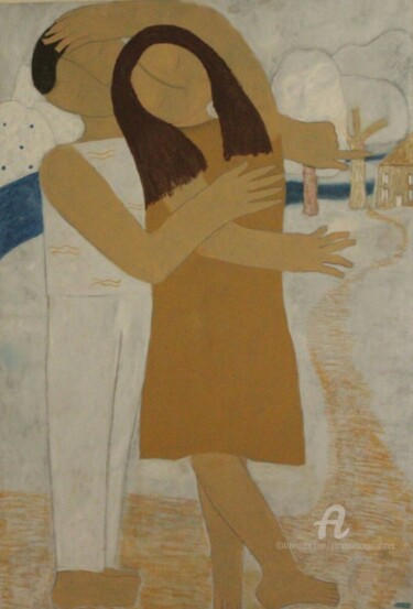 Painting titled "Danse à  la neige,…" by Etolessence, Original Artwork, Pastel