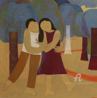 Painting titled "Petite danse,chemin…" by Etolessence, Original Artwork, Pastel