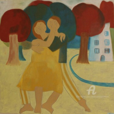Peinture intitulée "Danseà la robe jaun…" par Etolessence, Œuvre d'art originale
