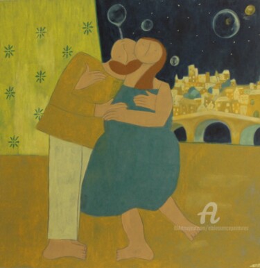 Peinture intitulée "Petits Amoureux à l…" par Etolessence, Œuvre d'art originale