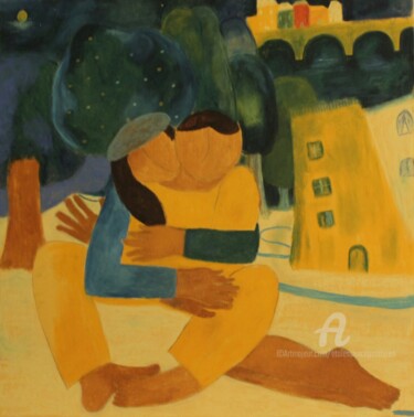 Pintura titulada "Petits amoureux , s…" por Etolessence, Obra de arte original, Pastel