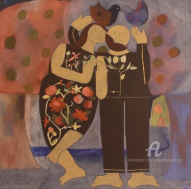Painting titled "Petite danse aux fl…" by Etolessence, Original Artwork, Pastel