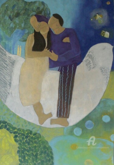 Peinture intitulée "Promenade à l'oisea…" par Etolessence, Œuvre d'art originale