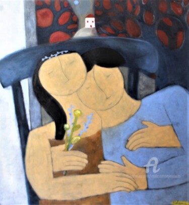 Painting titled "Petits Amoureux Rêv…" by Etolessence, Original Artwork, Pastel