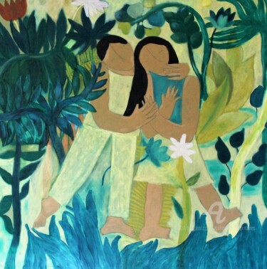 Pintura intitulada "Petits Amoureux Rêv…" por Etolessence, Obras de arte originais, Pastel