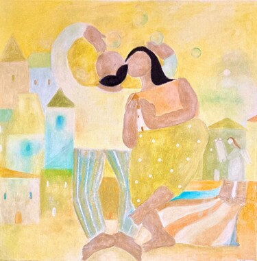 Картина под названием "PetitsAmoureuxRêveu…" - Etolessence, Подлинное произведение искусства, Пастель Установлен на Деревянн…