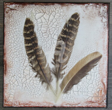 Schilderij getiteld "Feathers (beeswax)" door Ellen Hendrikx, Origineel Kunstwerk