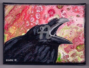 Painting titled "crow" by Ellen Hendrikx, Original Artwork, Acrylic