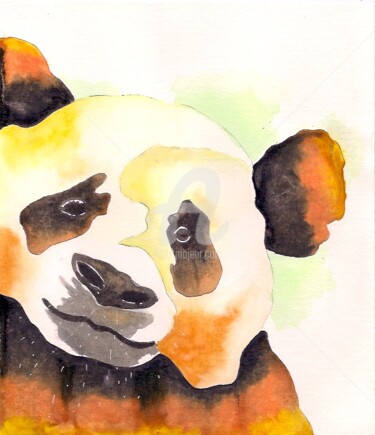 Painting titled "panda" by Ellen Hendrikx, Original Artwork, Acrylic