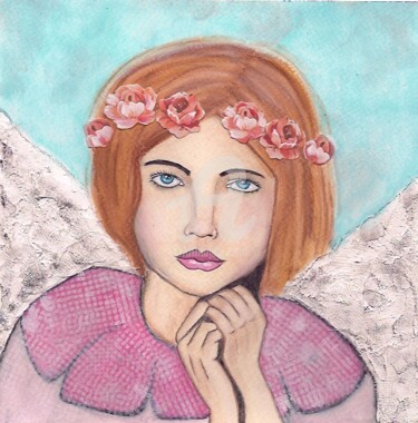 Painting titled "angel" by Ellen Hendrikx, Original Artwork, Acrylic