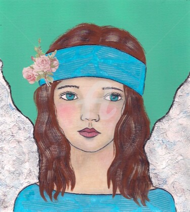 Painting titled "angel" by Ellen Hendrikx, Original Artwork, Acrylic