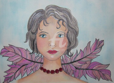 Schilderij getiteld "angel feather" door Ellen Hendrikx, Origineel Kunstwerk, Aquarel