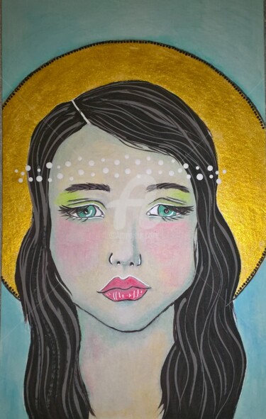 Peinture intitulée "sad girl" par Ellen Hendrikx, Œuvre d'art originale, Acrylique