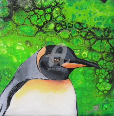 Painting titled "penguin" by Ellen Hendrikx, Original Artwork, Acrylic
