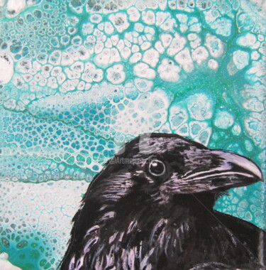 Painting titled "Raven" by Ellen Hendrikx, Original Artwork, Acrylic