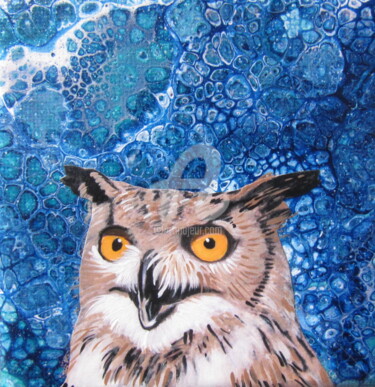 Картина под названием "owl" - Ellen Hendrikx, Подлинное произведение искусства, Акрил