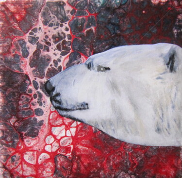 Painting titled "polar bear" by Ellen Hendrikx, Original Artwork, Acrylic