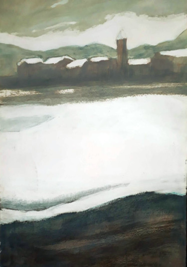 Pintura intitulada "Neve sulla Reggia" por Ettore Sassi, Obras de arte originais, Acrílico Montado em Cartão
