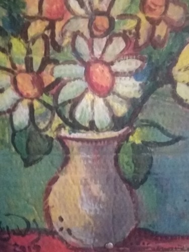 Pittura intitolato "Vaso con margherite" da Ettore Andonaia, Opera d'arte originale, Olio
