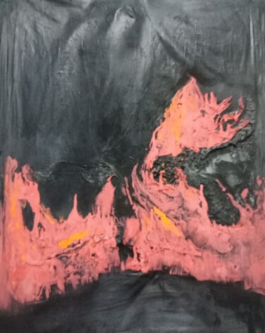 Pintura intitulada "Volcan" por Ettour Hasna, Obras de arte originais, Pigmentos